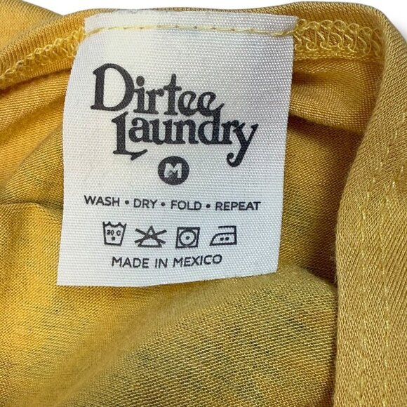 Dirtee Laundry Tank Top Womens Sz M Yellow Sunflower Inspire Graphic Cutout Tee - Picture 7 of 8